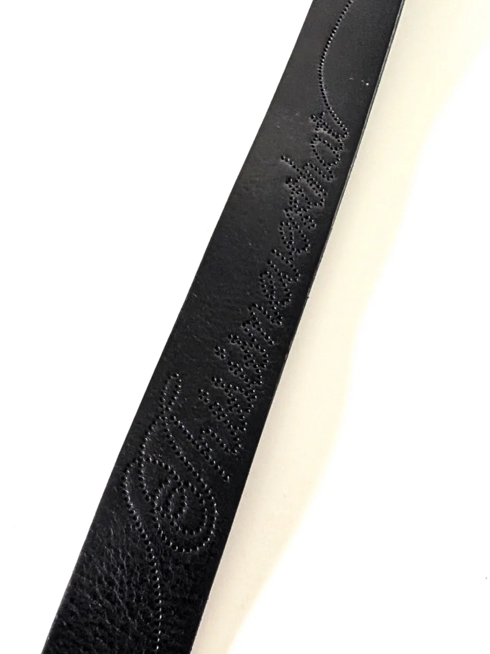 thisisneverthat Dot Leather Belt Black Cowhide Stitched Script Logo OS Korea NWT